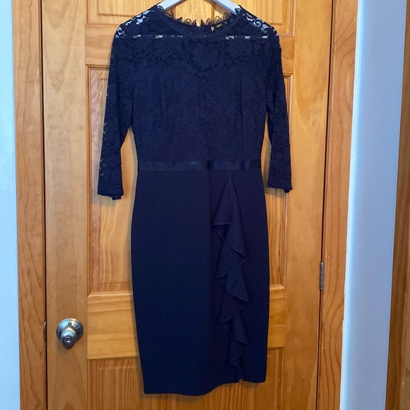 Miusol Lace Ruffle Style Cocktail Mini Blue Dress - Picture 2 of 8